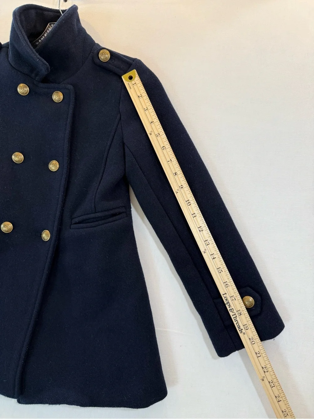 GAP Navy Double-Breasted Pea Coat with Gold Buttons